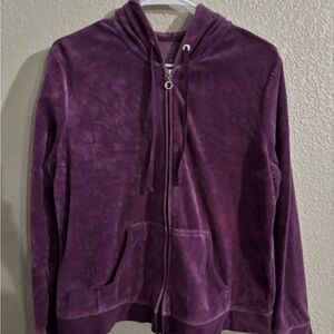 New York & Company Purple Velour Zip Hoodie